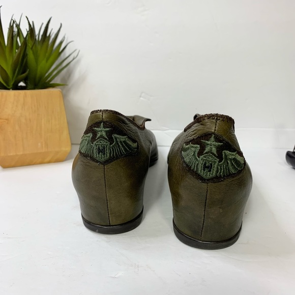 Hispanitas Women’s Green Slip on Leather Loafers size 41 - Picture 3 of 5